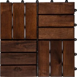 Brown Acacia Wood Decking Tiles 12 Slats