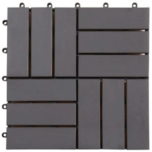 Dark Gray Acacia Wood Decking Tiles 12 Slats