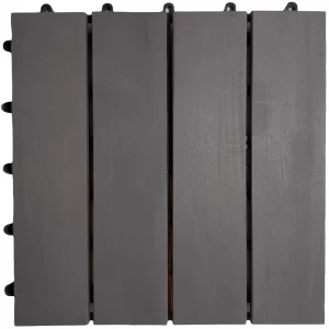 Dark Gray Acacia Wood Decking Tiles 4 Slats