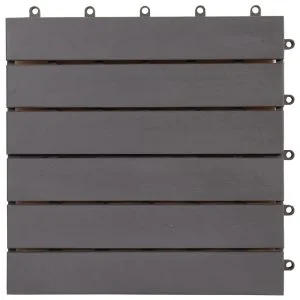 Dark Gray Acacia Wood Decking Tiles 6 Slats