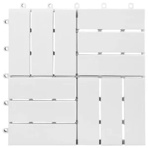 White Acacia Wood Decking Tiles 12 Slats