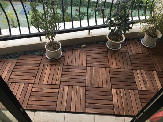 wooden tiles in balcony